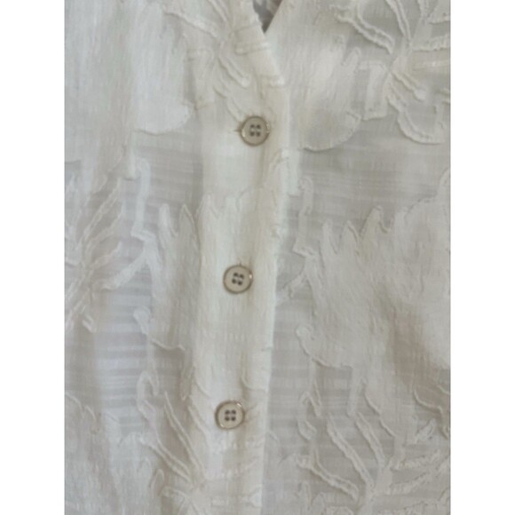 Karl Lagerfeld Paris Size Semi Sheer Floral Large Sleeve BOHO Peasent Top - Picture 7 of 8